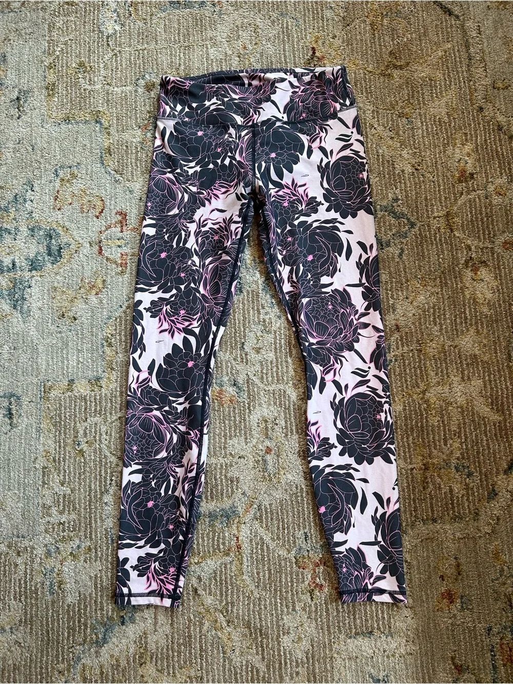 Fabletics Pink and Black Floral Leggings
